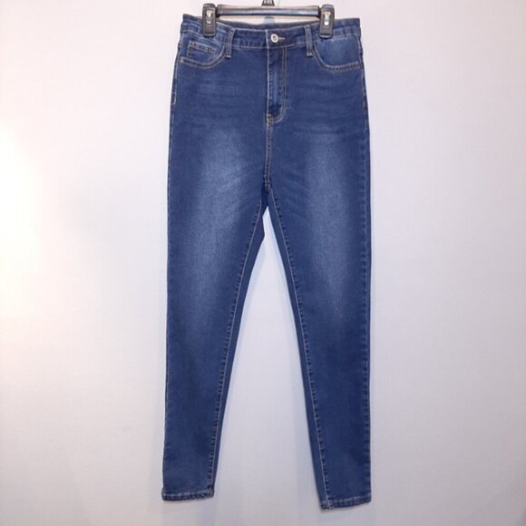 3/$20 SHEIN High Waist Skinny Jeans Faded Whiskered Stretch Denim - Picture 5 of 14